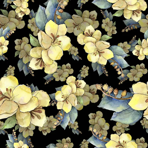 Acuarela Colorido Ramo Flores Tropicales Flor Botánica Floral Patrón Fondo —  Fotos de Stock