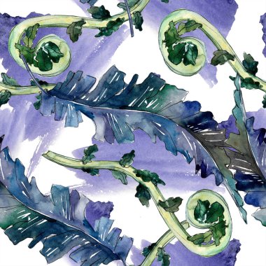 Sonbahar renkli eğreltiotu yaprakları. Yaprak bitki botanik bahçe çiçek yaprakları. Sorunsuz arka plan deseni. Kumaş duvar kağıdı yazdırma doku. Aquarelle yaprak arka plan, doku, sarıcı desen, kenarlık için.