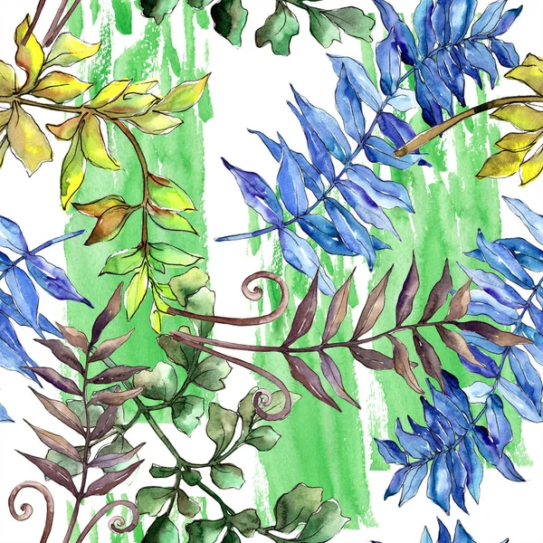 Herbst Bunte Farnblätter Blattpflanze Botanischer Garten Florales Laub Nahtlose Hintergrundmuster — Stockfoto