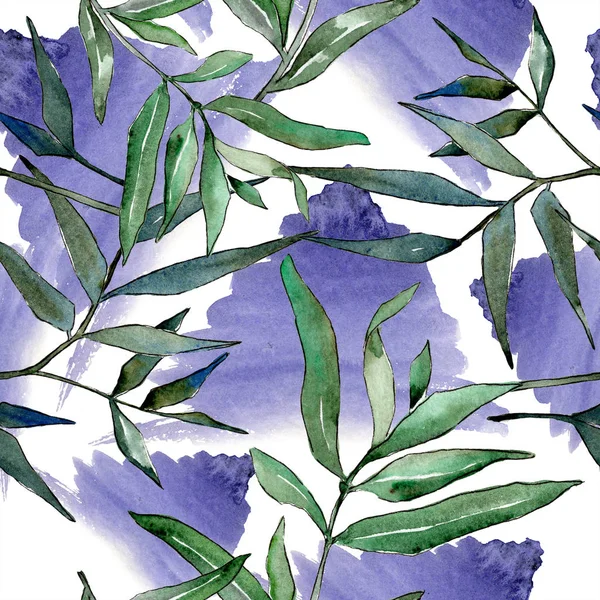 Ακουαρέλα Πράσινα Κλαριά Φύλλο Φυτού Βοτανικός Κήπος Floral Φύλλωμα Απρόσκοπτη — Φωτογραφία Αρχείου