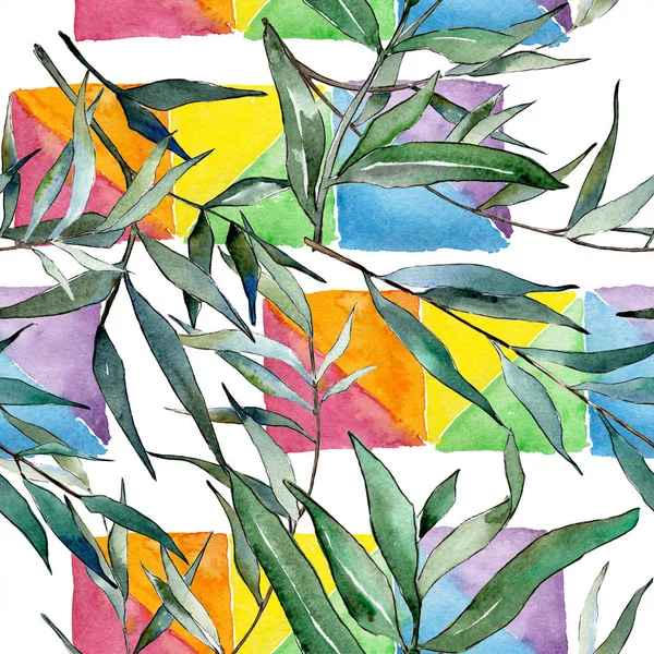 수채화 지점입니다 식물원 단풍입니다 원활한 패턴입니다 패브릭 텍스처입니다 패턴에 — 스톡 사진