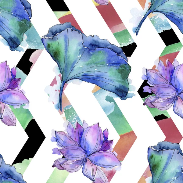 Wildflower Akvarell Färgstark Lotusblomma Blommig Botaniska Blomma Sömlös Bakgrundsmönster Tyg — Stockfoto