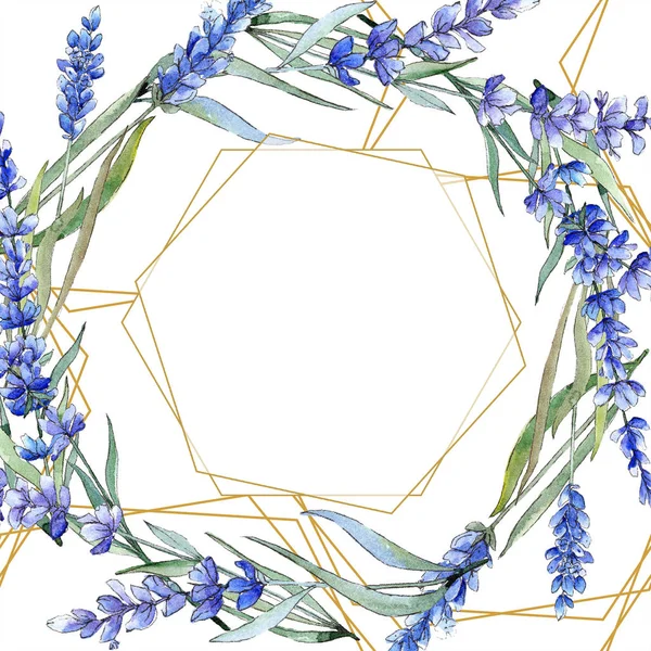 Aquarel Paarse Lavendel Bloem Floral Botanische Bloem Frame Grens Ornament — Stockfoto