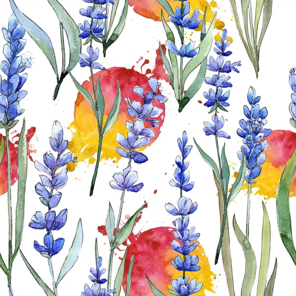 Aquarell Lila Lavendelblüte Blütenbotanische Blume Nahtlose Hintergrundmuster Textur Für Stofftapeten — Stockfoto