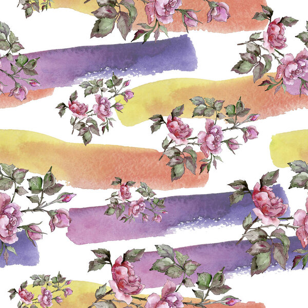 Акварель розовый букет пионский цветок. Цветочный ботанический цветок. Бесшовный рисунок фона. Ткань обои печать текстуры. Aquarelle wildflower for background, texture, wallper pattern, border
.