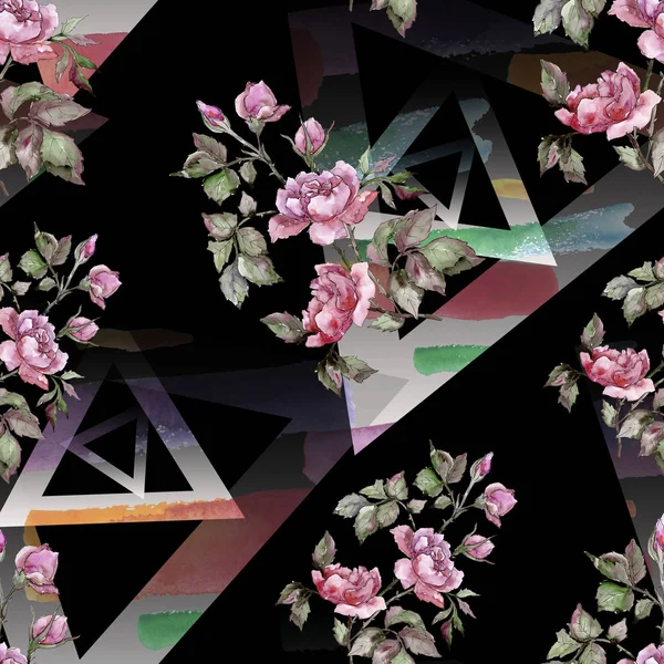 Akvarelu Růžová Kytice Pivoňka Květ Květinové Botanické Květin Vzor Bezešvé — Stock fotografie