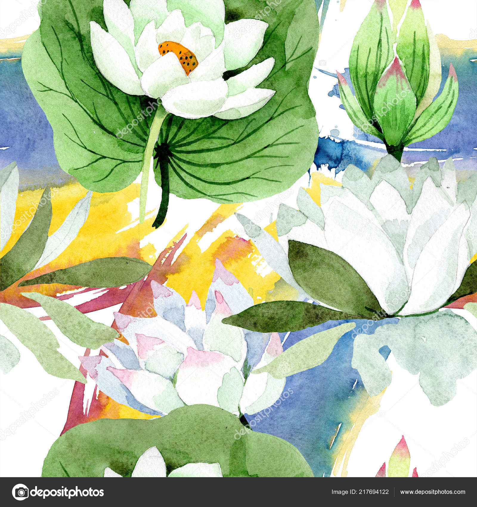Watercolor White Lotus Flower Floral Botanical Flower Seamless Background Pattern Stock Photo By C Mystocks Watercolor White Lotus Flower Floral Botanical Flower Seamless Background Pattern Stock Photo By C Mystocks
