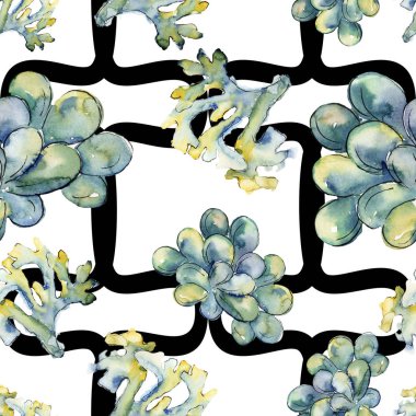 Renkli su sualtı doğa mercan kayalığı. Tropikal bitki deniz ve okyanus su hayat öğesi. Sorunsuz arka plan deseni. Kumaş duvar kağıdı yazdırma doku.