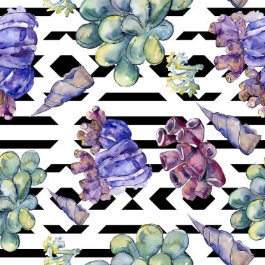 Renkli su sualtı doğa mercan kayalığı. Tropikal bitki deniz ve okyanus su hayat öğesi. Sorunsuz arka plan deseni. Kumaş duvar kağıdı yazdırma doku.