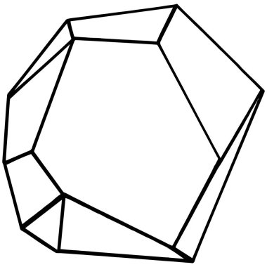 Vektör elmas taş takı mineral. İzole illüstrasyon öğesi. Geometrik kuvars çokgen kristal taş mozaik şekil Ametist mücevher.