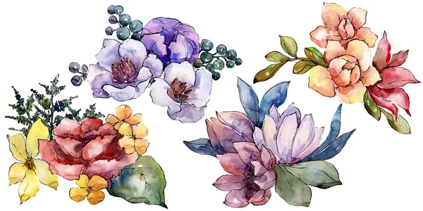 Watercolor Colorful Bouquet Flower Floral Botanical Flower Isolated Illustration Element — Stock Photo, Image