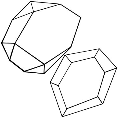 Vektör elmas taş takı mineral. İzole illüstrasyon öğesi. Geometrik kuvars çokgen kristal taş mozaik şekil Ametist mücevher.