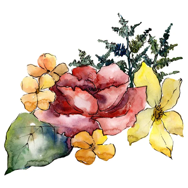 Bouquet Aquarelle Fleur Colorée Fleur Botanique Florale Élément Illustration Isolé — Photo