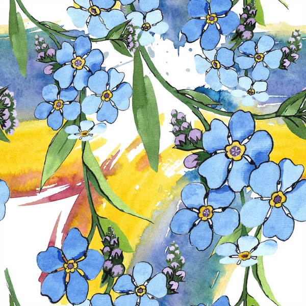 Akwarela Niezapominajka Niebieski Kwiat Botaniczny Kwiat Kwiatowy Bezszwowe Tło Wzór — Zdjęcie stockowe
