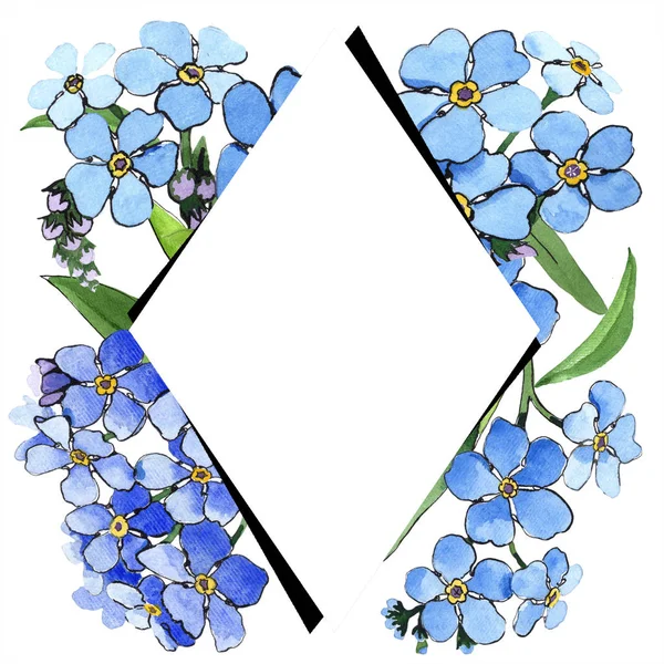 Acuarela Azul Olvidarme Flor Flor Botánica Floral Marco Borde Ornamento — Foto de Stock