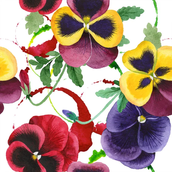 Aquarela flor viola colorido. Floral flor botânica. Padrão de fundo sem costura . — Fotografia de Stock