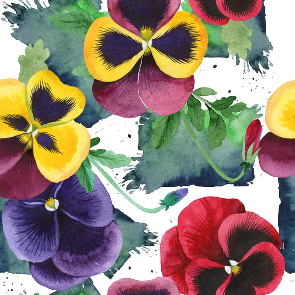 Aquarela flor viola colorido. Floral flor botânica. Padrão de fundo sem costura . — Fotografia de Stock