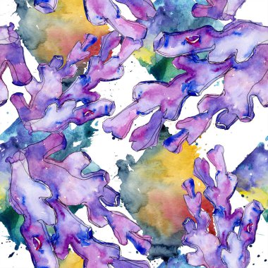 Renkli su sualtı doğa mercan kayalığı. Sorunsuz arka plan deseni.