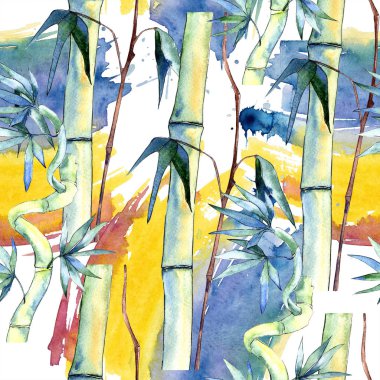 Yeşil yaprak bambu. Yaprak bitki botanik bahçe çiçek yaprakları. Sorunsuz arka plan deseni.