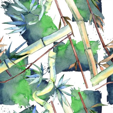 Yeşil yaprak bambu. Yaprak bitki botanik bahçe çiçek yaprakları. Sorunsuz arka plan deseni.