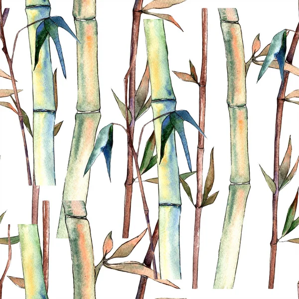 대나무의 녹색 잎 식물 잎 식물원 꽃 단풍입니다. 원활한 배경 패턴. — 스톡 사진