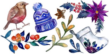 Noel kış tatil sembolü izole bir suluboya tarzında.