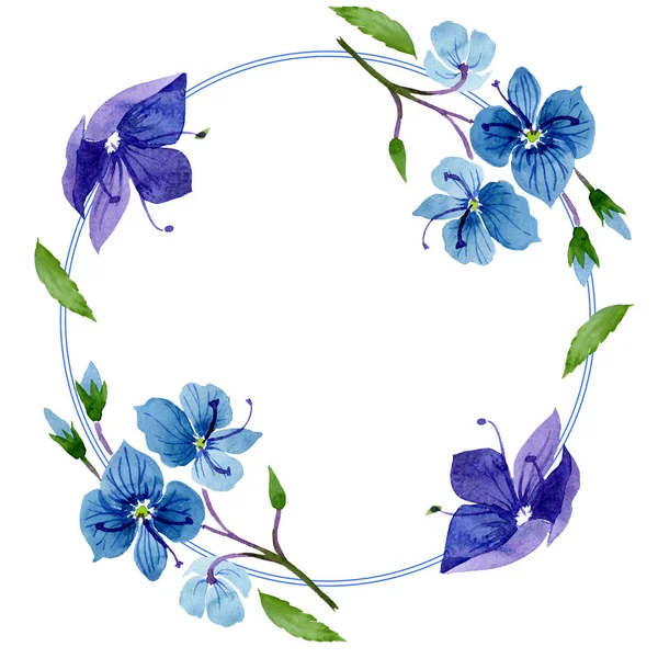 水彩ブルーフラワー ヴェロニカ。花植物の花。フレーム枠飾りスクエア. — ストック写真