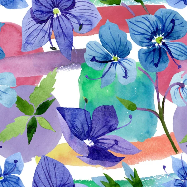 Watercolor blue Veronica flower. Floral botanical flower. Seamless background pattern. — Stock Photo, Image
