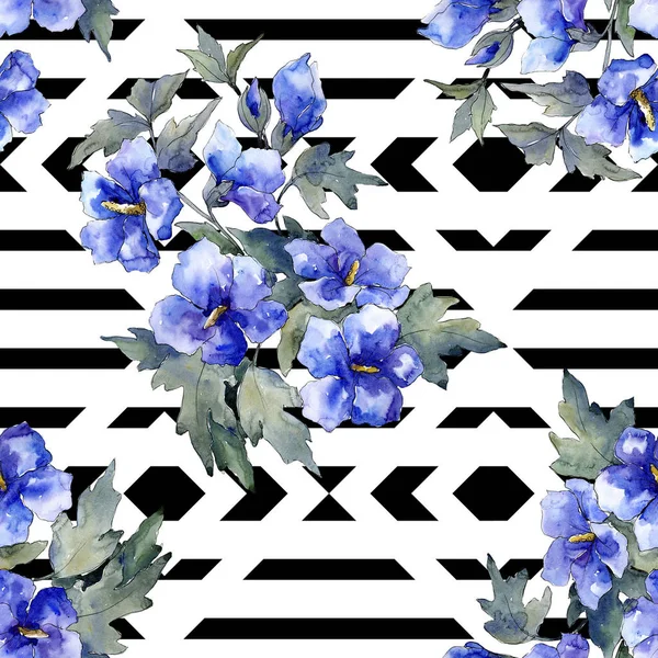 Aquarel blauw boeket van poppy bloem. Floral botanische bloem. Naadloze achtergrondpatroon. — Stockfoto