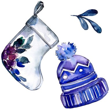 Noel kış tatil sembolü izole bir suluboya tarzında.