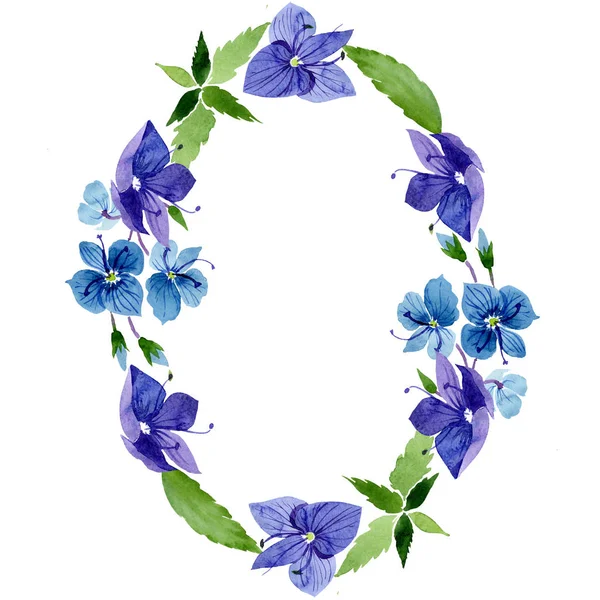 Akvarelu modrý květ Veronica. Květinové botanické květin. Frame hranice ozdoba náměstí. — Stock fotografie