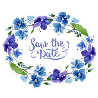 Suluboya mavi Veronica çiçek. Botanik çiçek. Çerçeve kenarlığı süsleme Meydanı.