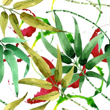 Bambu Yeşil yaprak. Yaprak bitki botanik bahçe çiçek yaprakları. Sorunsuz arka plan deseni.