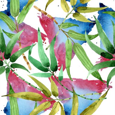 Bambu Yeşil yaprak. Yaprak bitki botanik bahçe çiçek yaprakları. Sorunsuz arka plan deseni.