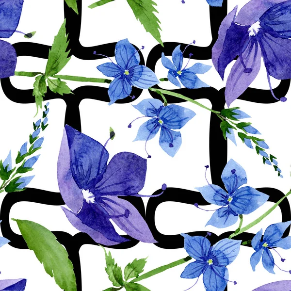 Akvarelu modrý květ Veronica. Květinové botanické květin. Vzor bezešvé pozadí. — Stock fotografie