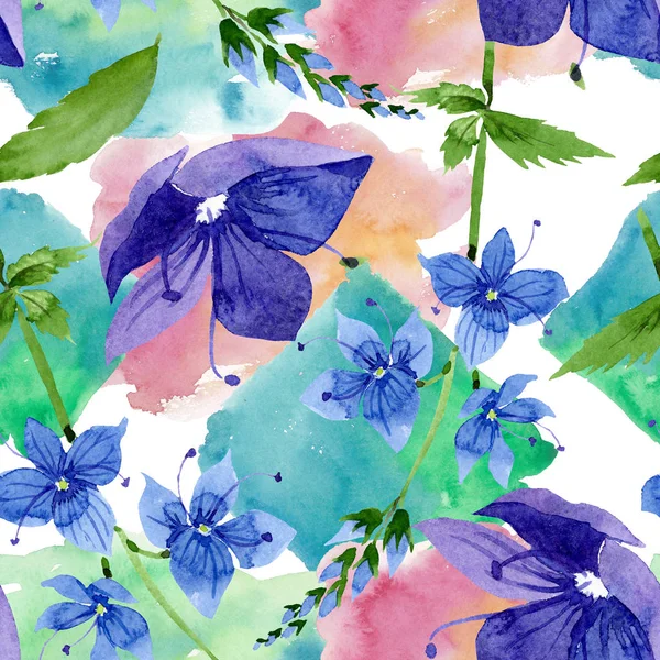 Watercolor blue Veronica flower. Floral botanical flower. Seamless background pattern. — Stock Photo, Image