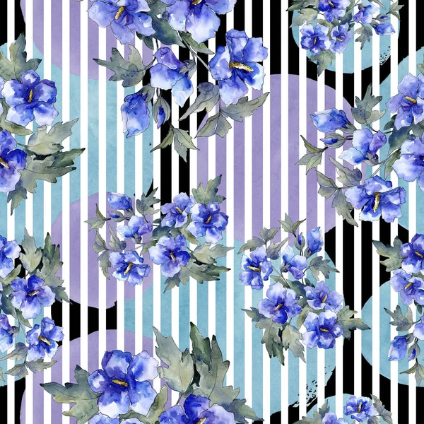 Aquarela buquê azul de flor de papoula. Floral flor botânica. Padrão de fundo sem costura . — Fotografia de Stock