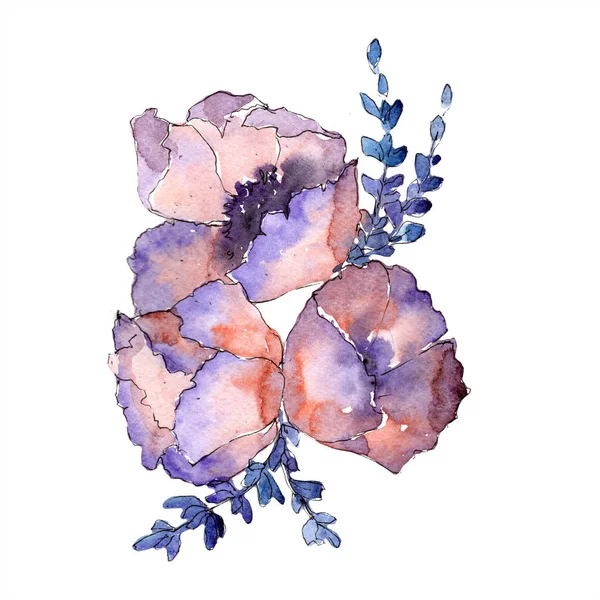 Akvarell färgglad bukett blomma. Blommig botaniska blomma. Isolerade illustration element. — Stockfoto