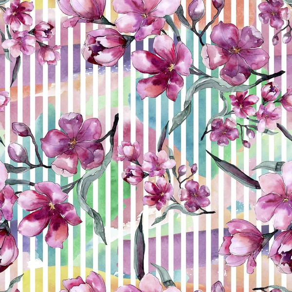 Watercolor bouquet of pink flower. Floral botanical flower. Seamless background pattern. — Stock Photo, Image