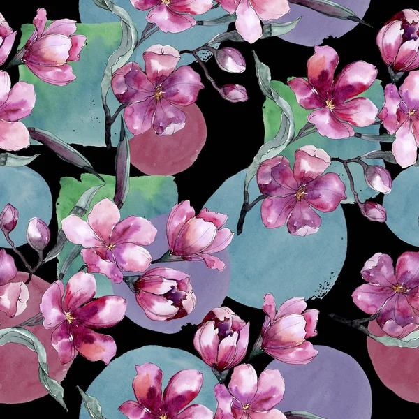 Bouquet acquerello di fiore rosa. Fiore botanico floreale. Modello di sfondo senza soluzione di continuità . — Foto Stock