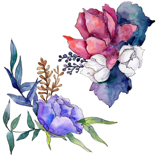 Aquarell bunten Strauß Blume. Blütenbotanische Blume. isoliertes Illustrationselement. — Stockfoto