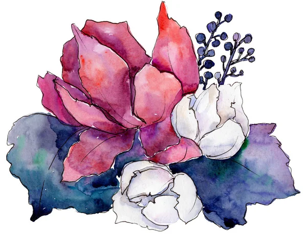 Flor de buquê colorido aquarela. Floral flor botânica. Elemento ilustrativo isolado . — Fotografia de Stock