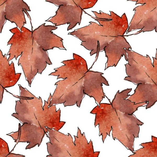 Conjunto aquarela de elementos da natureza outono. Padrão de fundo sem costura . — Fotografia de Stock
