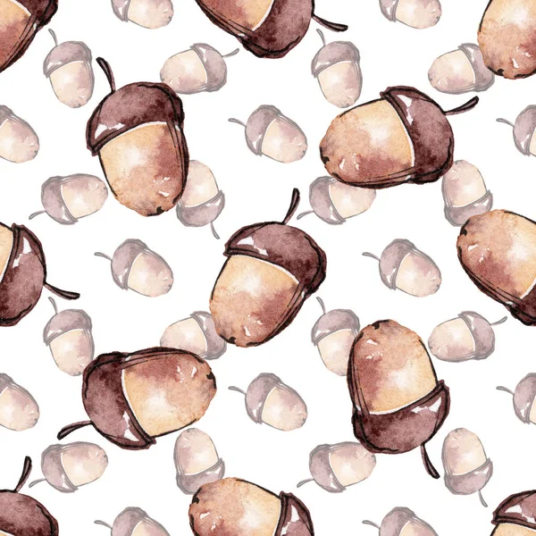 Sonbahar Doğa öğeleri suluboya kümesi. Sorunsuz arka plan deseni.