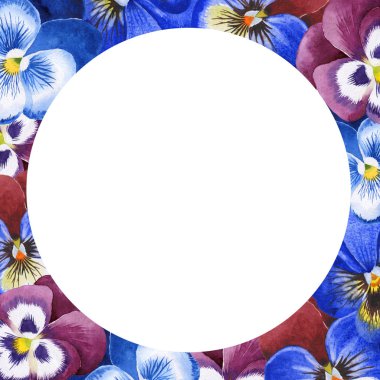 Mavi viola çerçeve. Botanik çiçek. Yeşil yaprak. Yaprak bitki botanik bahçe çiçek yaprakları. Çerçeve kenarlığı süsleme