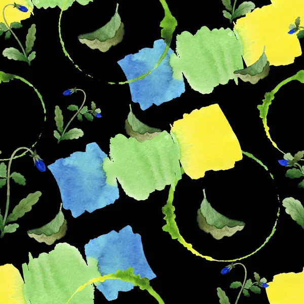 Blue viola pattern. Floral botanical flower. Green leaf. Plant botanical garden foliage. Seamless background pattern