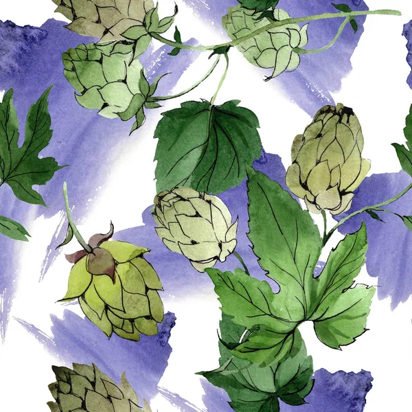 Hopfen. Grünes Blatt. Botanischer Garten blühendes Laub. Aquarell Hintergrundillustration Set. Aquarell isoliert. — Stockfoto