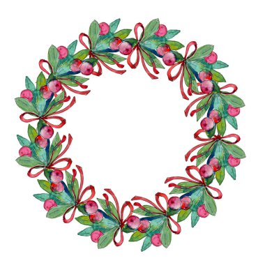 Noel kış tatil sembolü suluboya tarzında. 2019 yıl, mutlu tatiller.