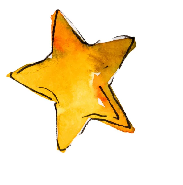 Изолированный элемент иллюстрации звёзд. Рождественский символ зимнего праздника в акварельном стиле. 2009 год . — стоковое фото