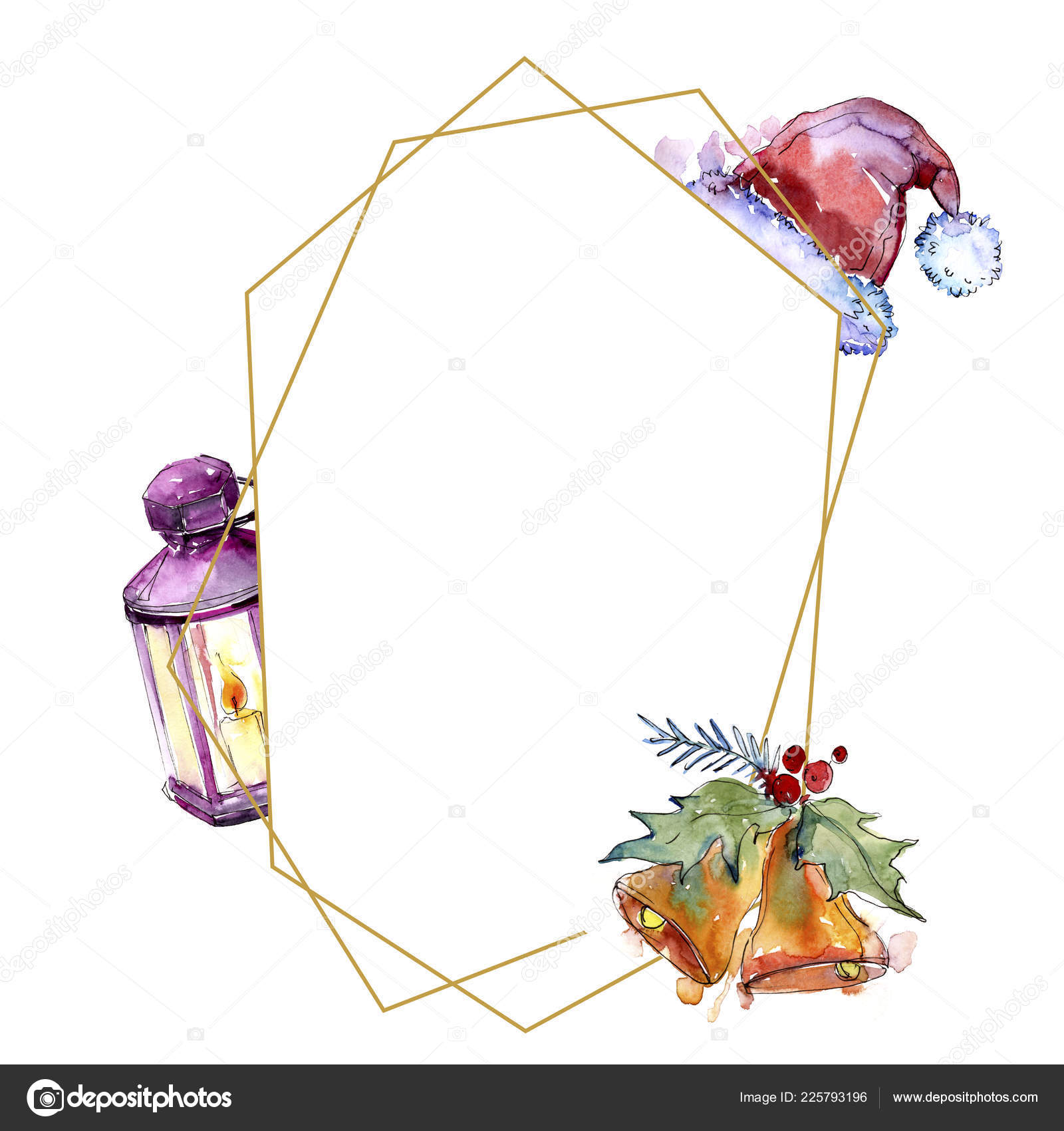 Natal símbolo de férias de inverno em um estilo aquarela. 2019 ano. Fundo,  textura, invólucro, moldura ou borda . Ilustração de ©MyStocks #225793196, image size:1600x1700